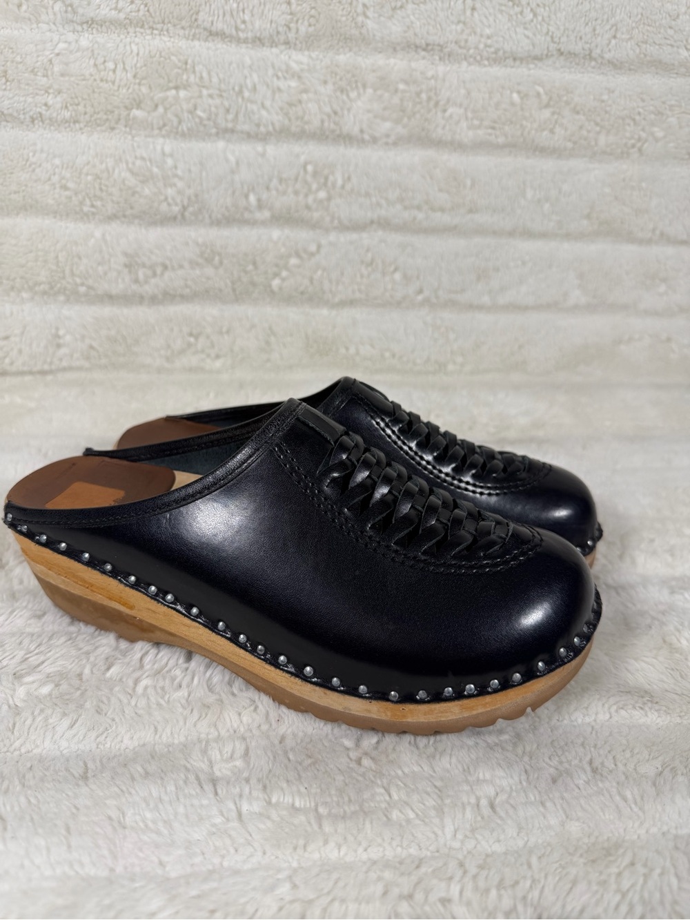 Swedish Clogs Troentorp Wright Black Size US 7 - 7.5 EU 37 Braided Non Slip